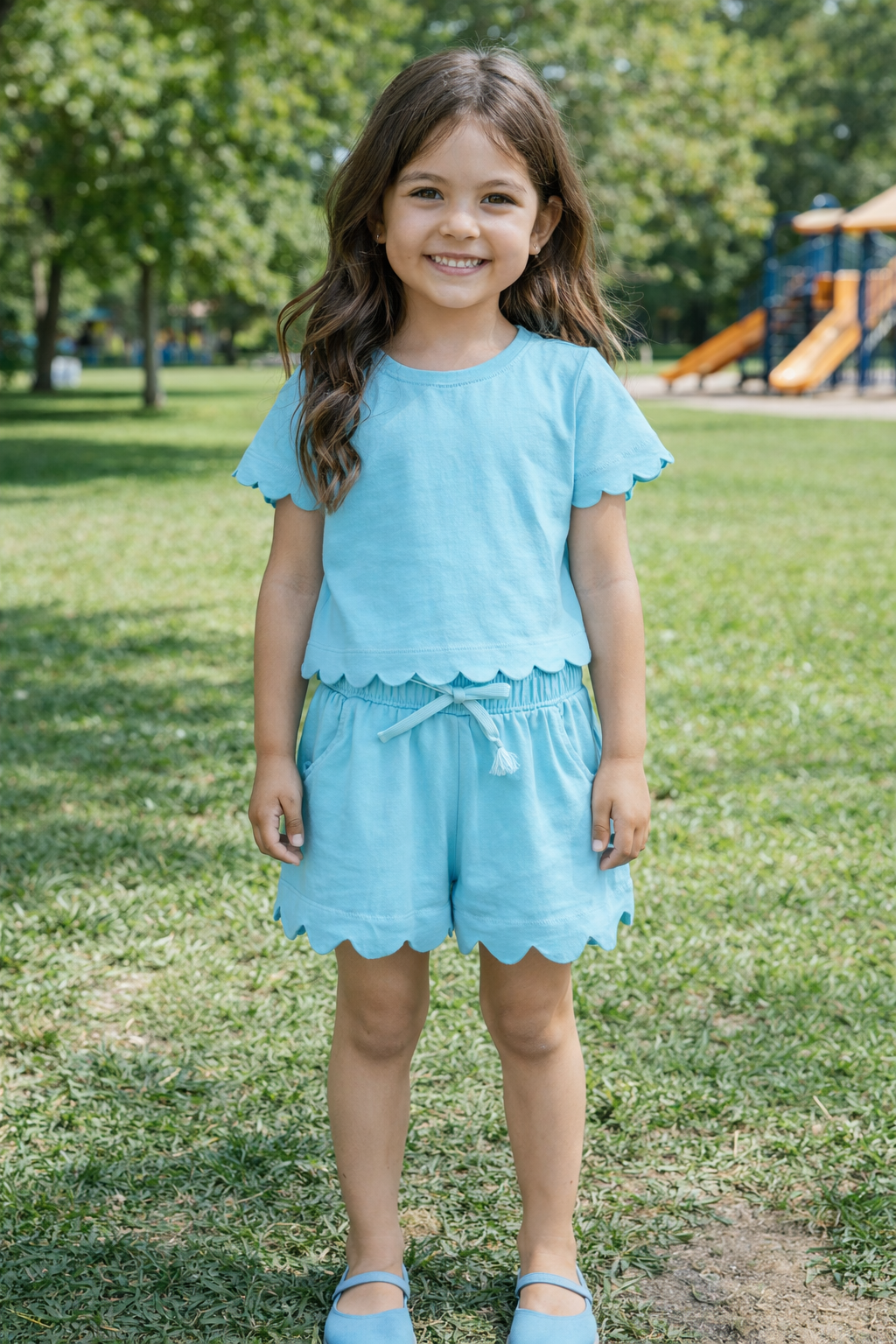 Blue Scalloped Lounge Set