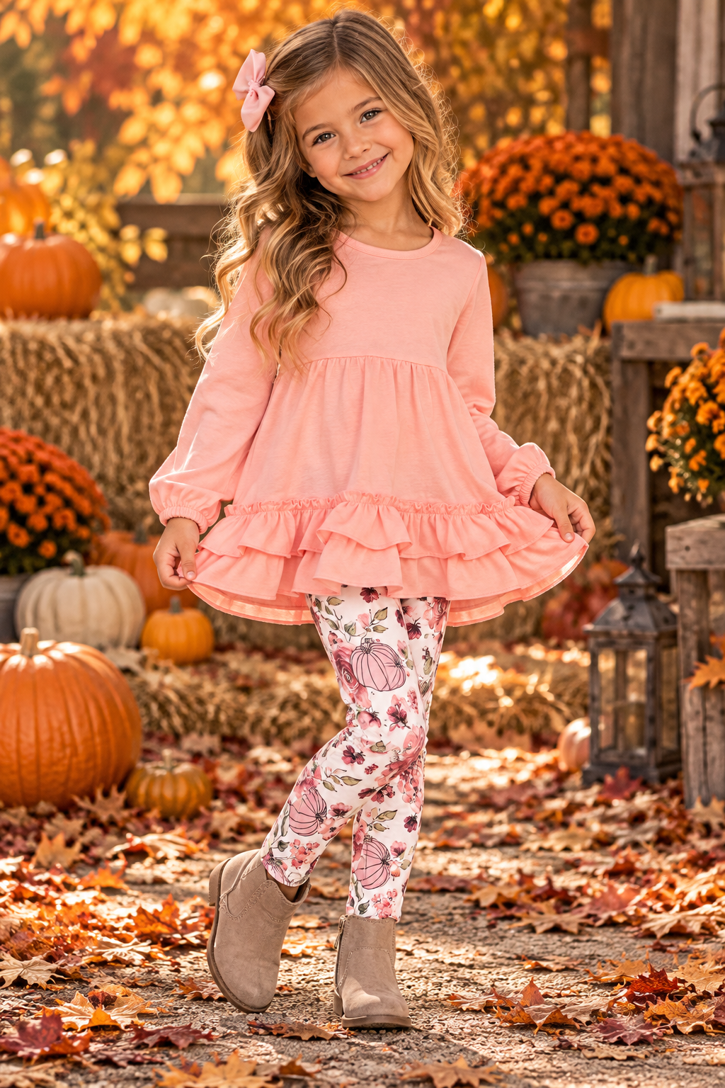 Coral Pumpkin Pant Set