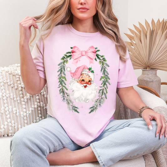 Adult- Pink Santa Wreath