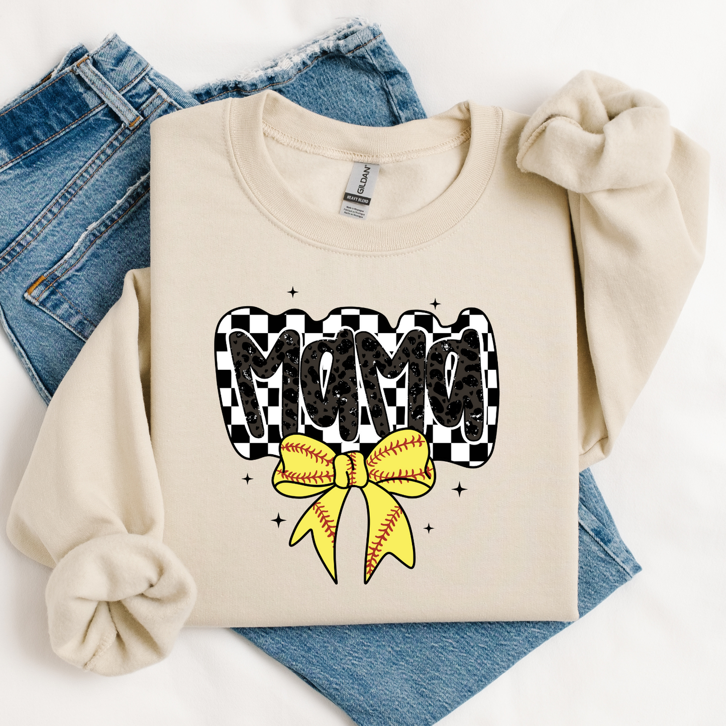 Checkered Softball Mama Sweatshirt