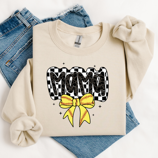 Checkered Softball Mama Sweatshirt