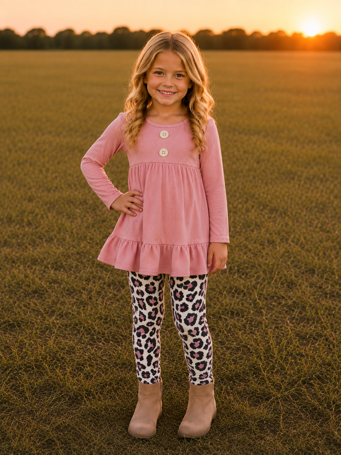 Blush Leopard Pant Set