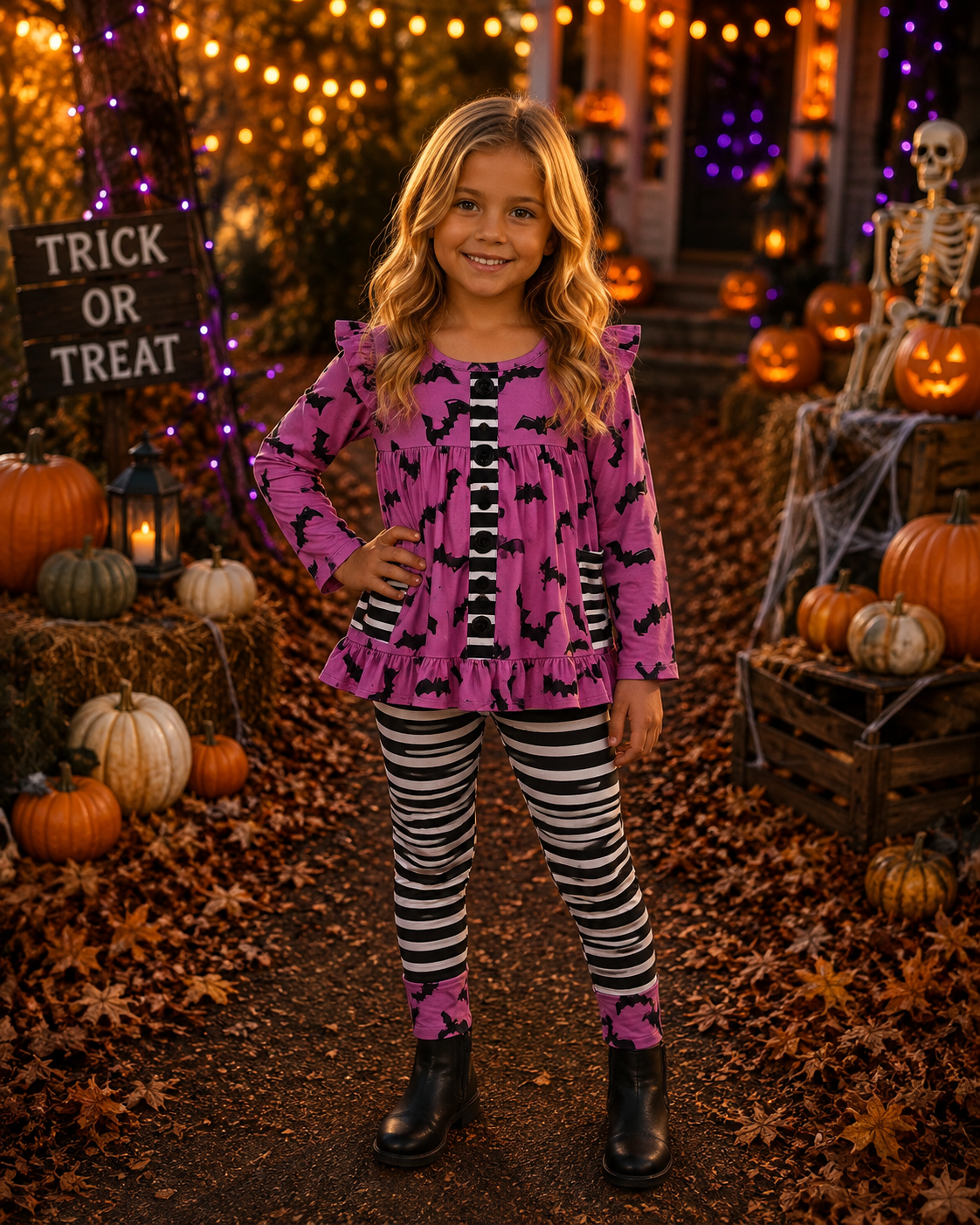 Purple Bat Pant Set