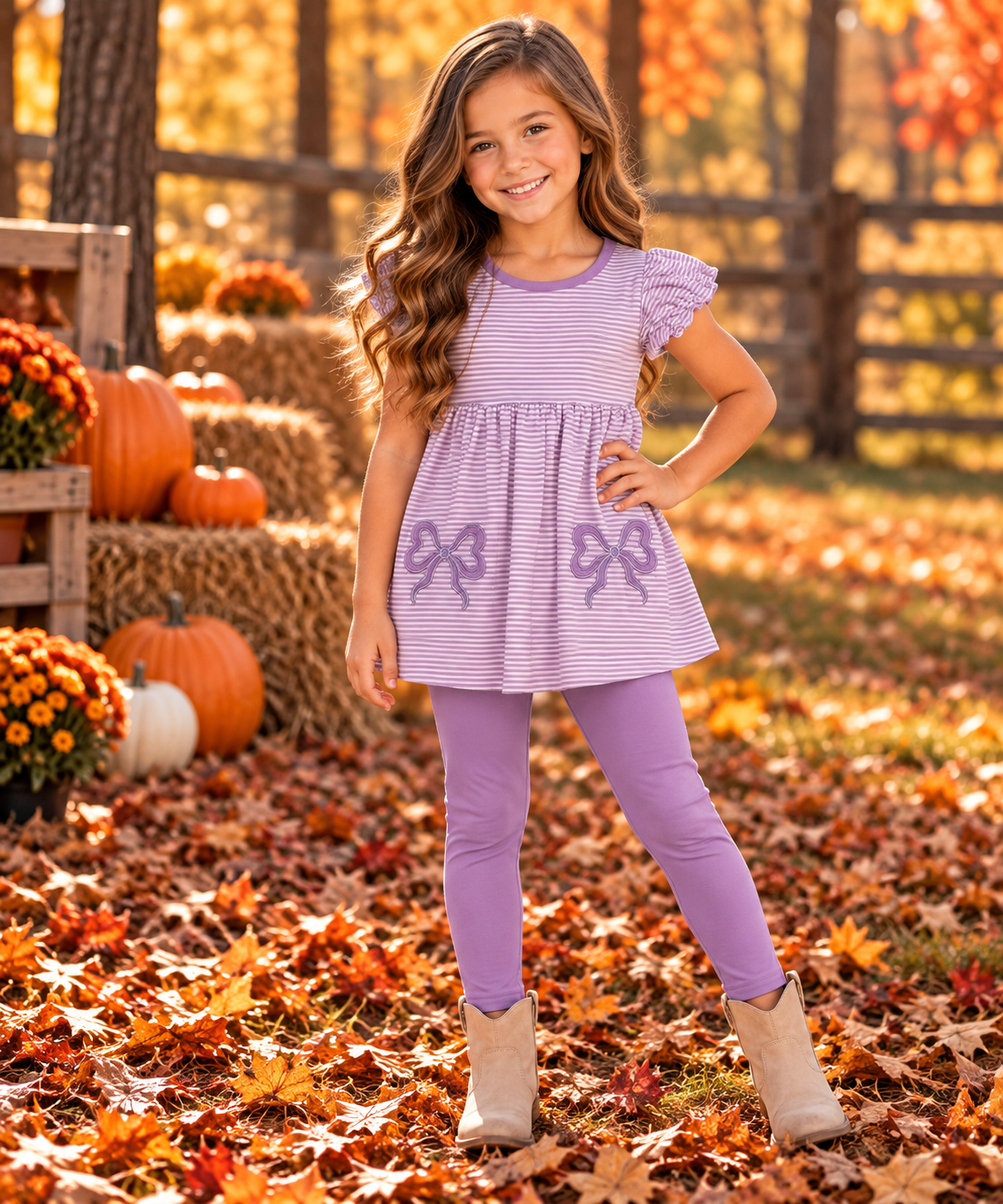Purple Bow Pant Set