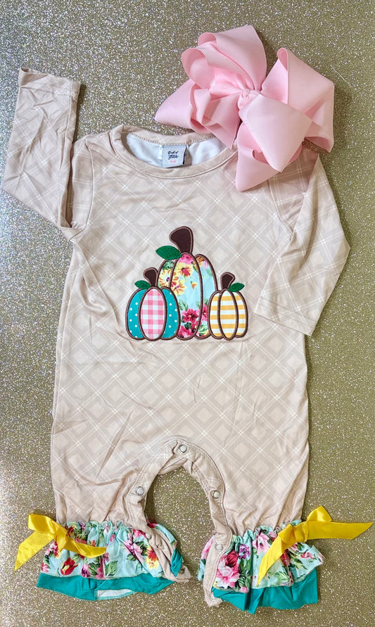 Floral Pumpkin Bell Romper
