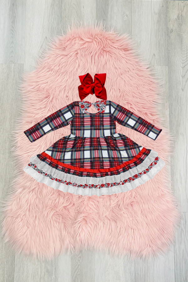 Christmas Lace Plaid Dress