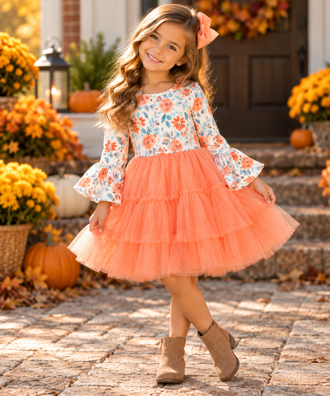 Orange Floral Dress