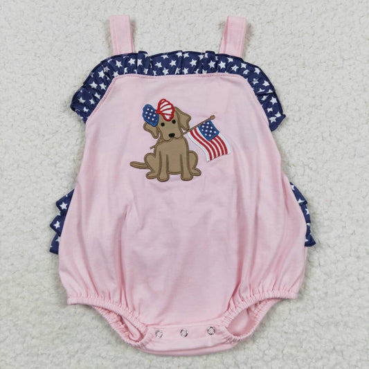 Pink & Navy Dog Bubble Romper