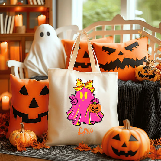 TREAT BAG- NEON PINK GHOST-LEAVE NAME IN NOTES