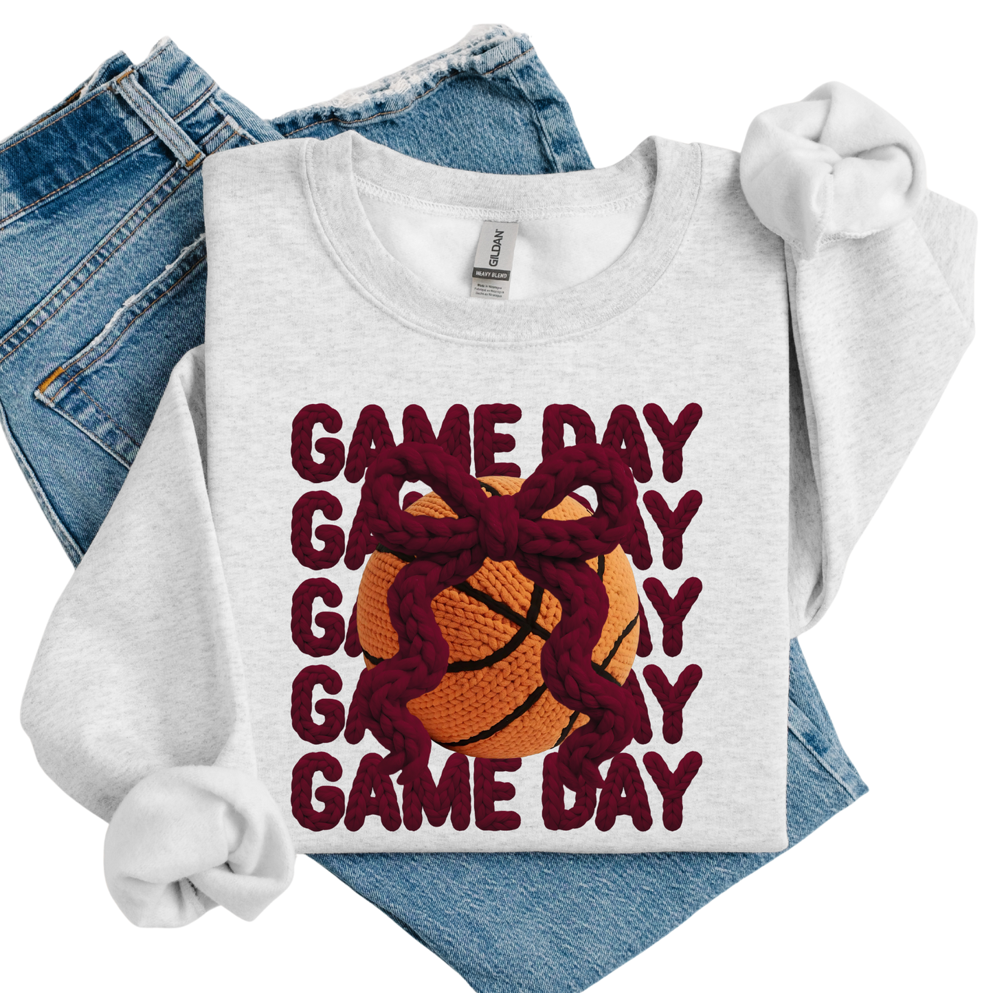 Adult-Maroon Crochet Gameday Sweatshirt