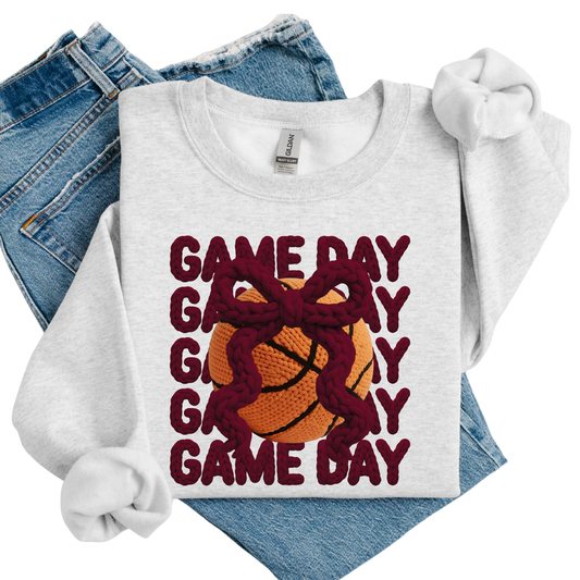 Adult-Maroon Crochet Gameday Sweatshirt