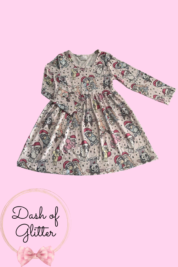 Long Sleeve Blue Dog Christmas