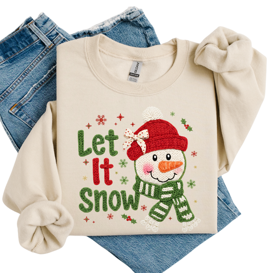 Adult- Let it Snow Crochet Sweatshirt