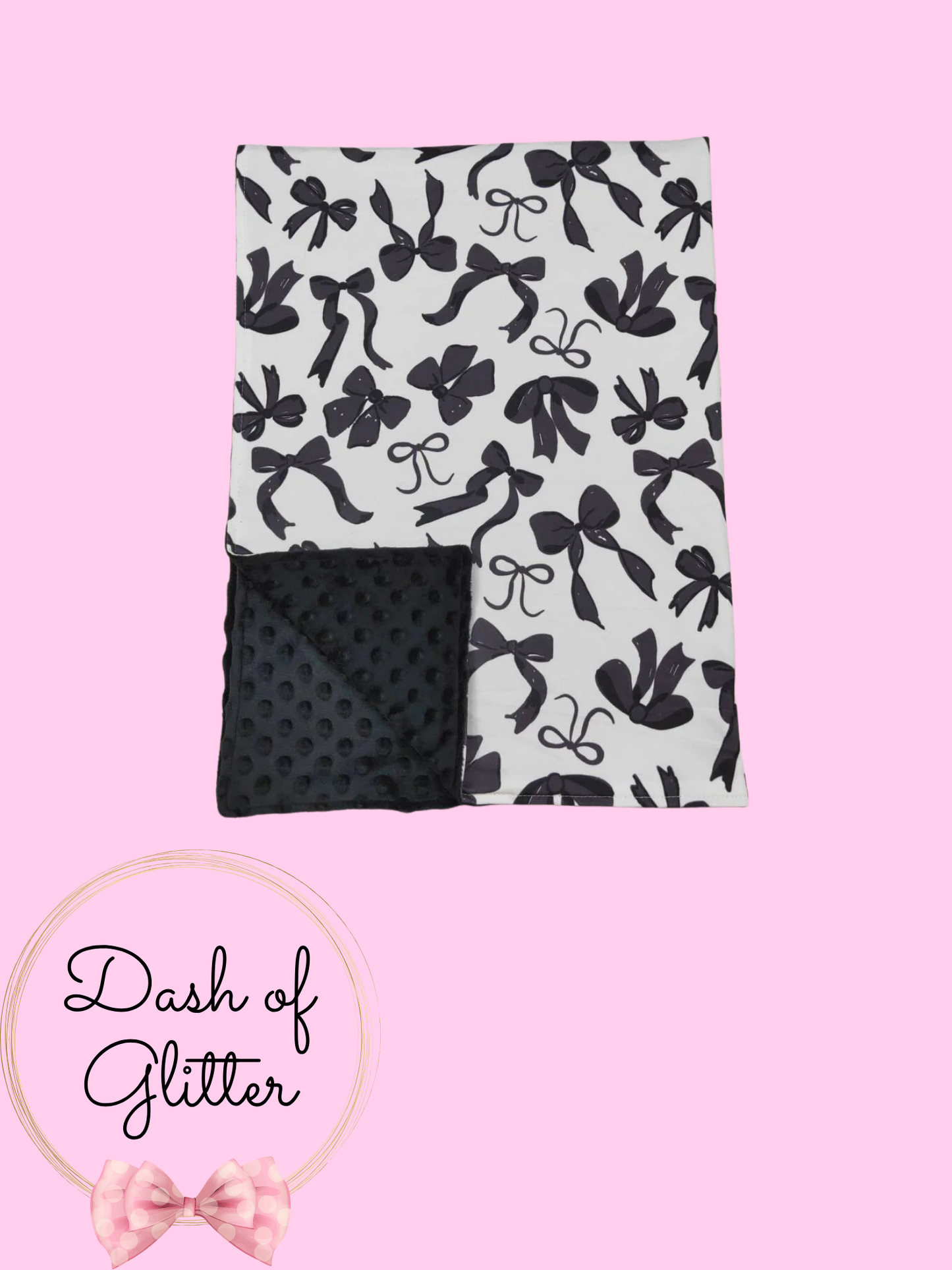 Black & White Bow Minky Blanket