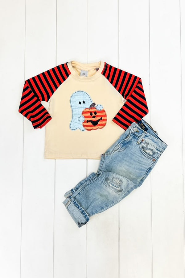 Stripe Pumpkin & Ghost Raglan