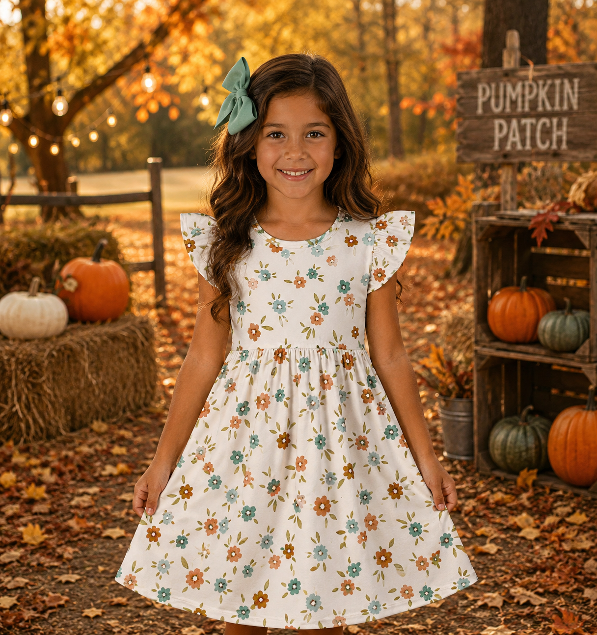 White Fall Floral Dress