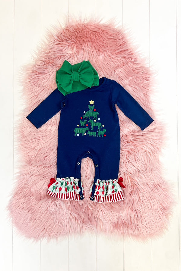 Christmas On The Farm Ruffle Romper