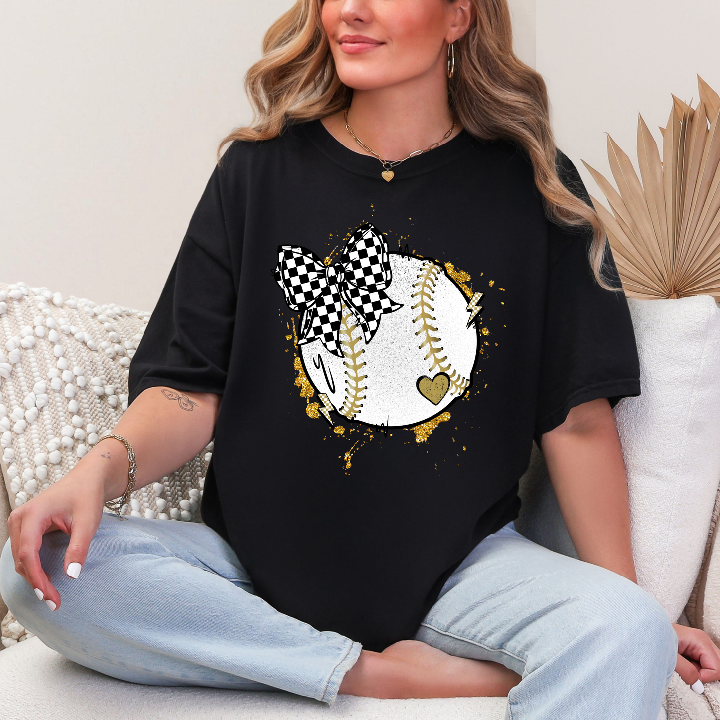 Checkered Baseball Bow