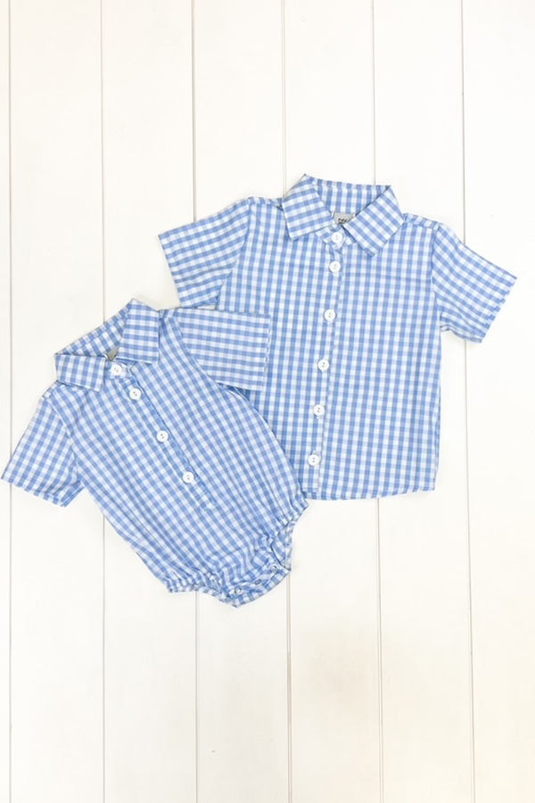 Blue Gingham Polo Shirt