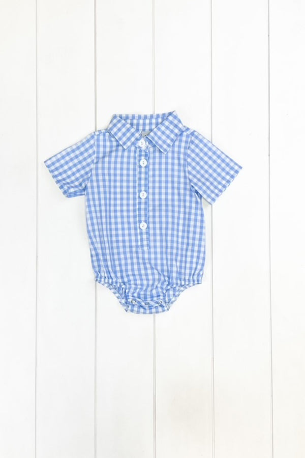 Blue Gingham Onesie