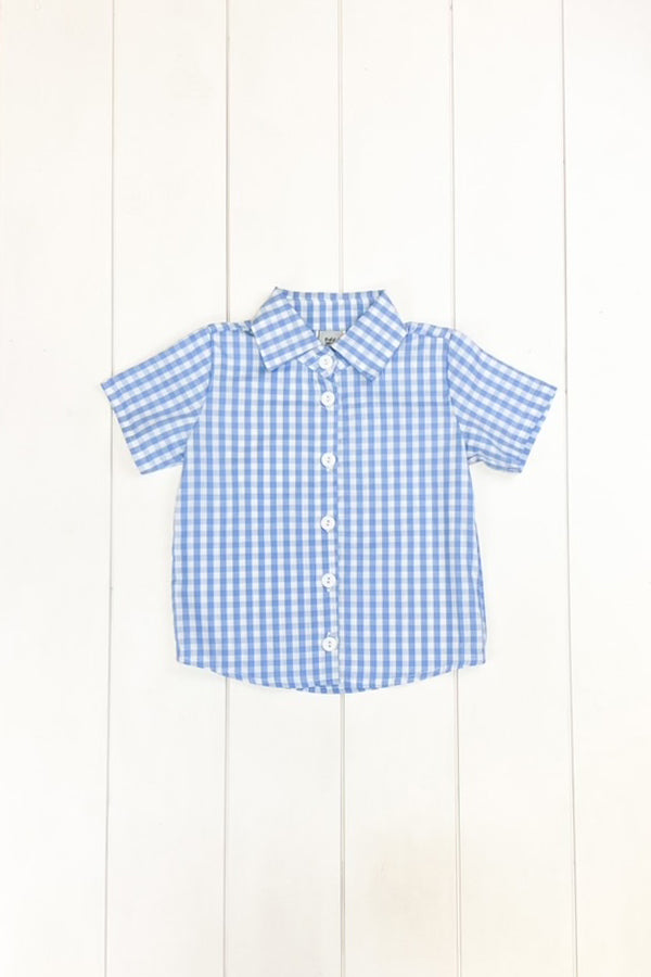 Blue Gingham Polo Shirt