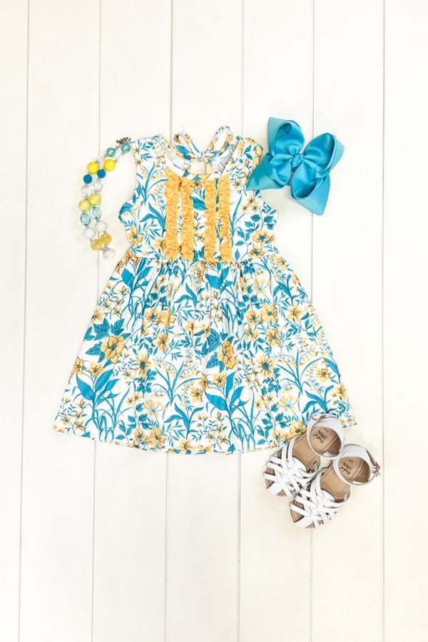 Turquoise & Yellow Wildflower Dress