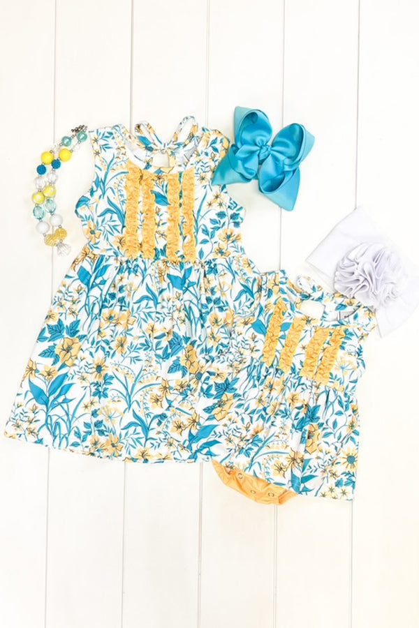 Turquoise & Yellow Wildflower Dress