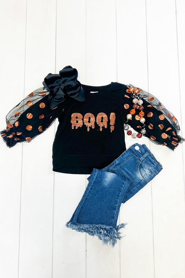 Orange & Black Boo Top