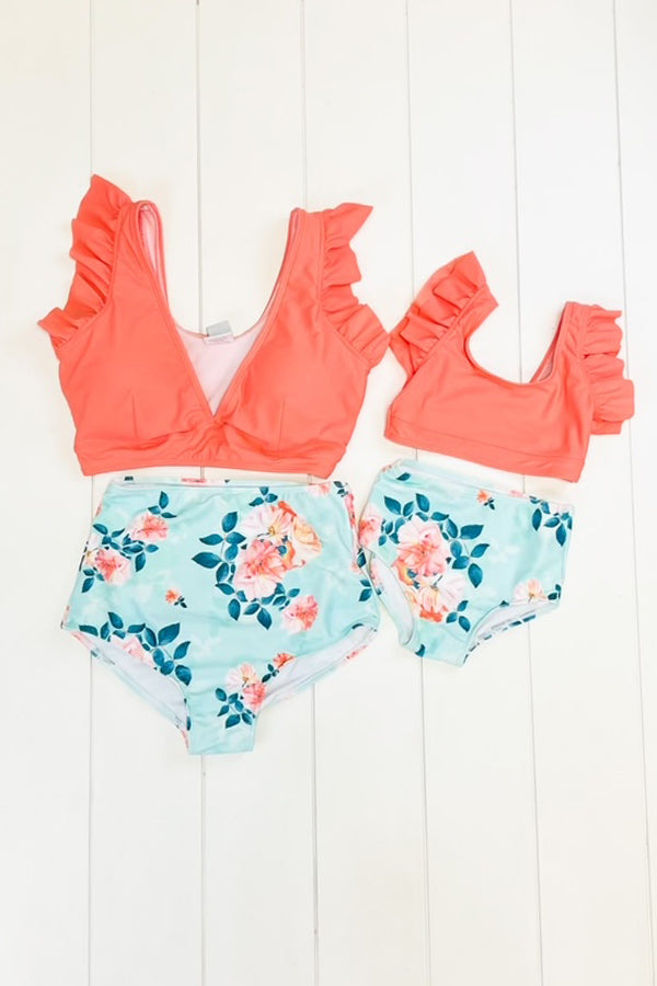 Mama & Me- Coral & Aqua Floral Swim