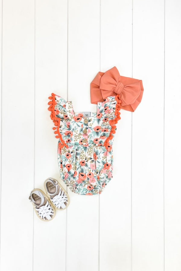 Coral Poppy Romper