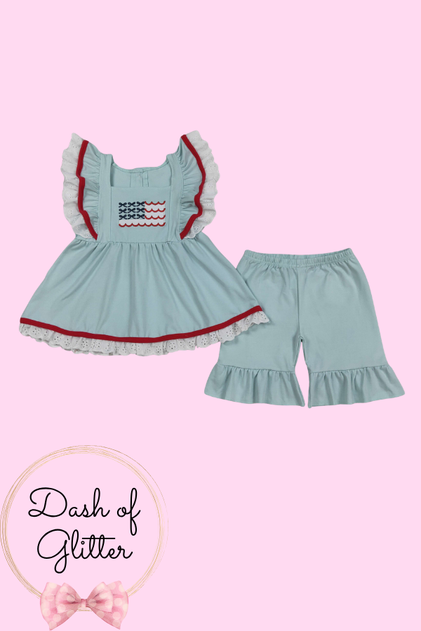 Ruffle Flag Short Set