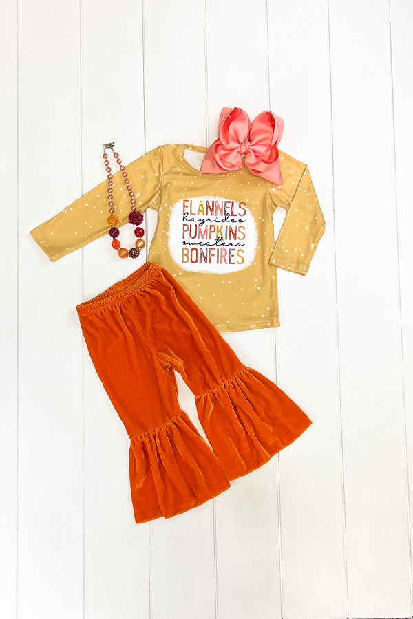 Fall Things Velvet Bell Pant Set