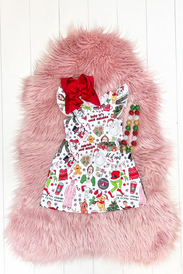 Flutter Sleeve Christmas Favorites Dress