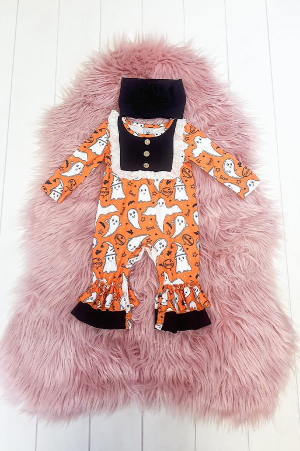 Orange & Black Ghost Romper