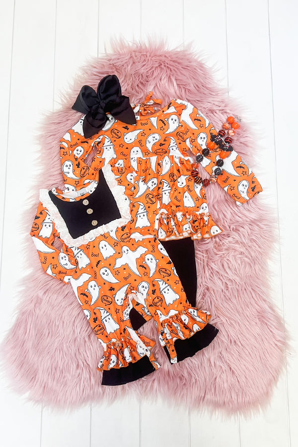 Orange & Black Ghost Romper