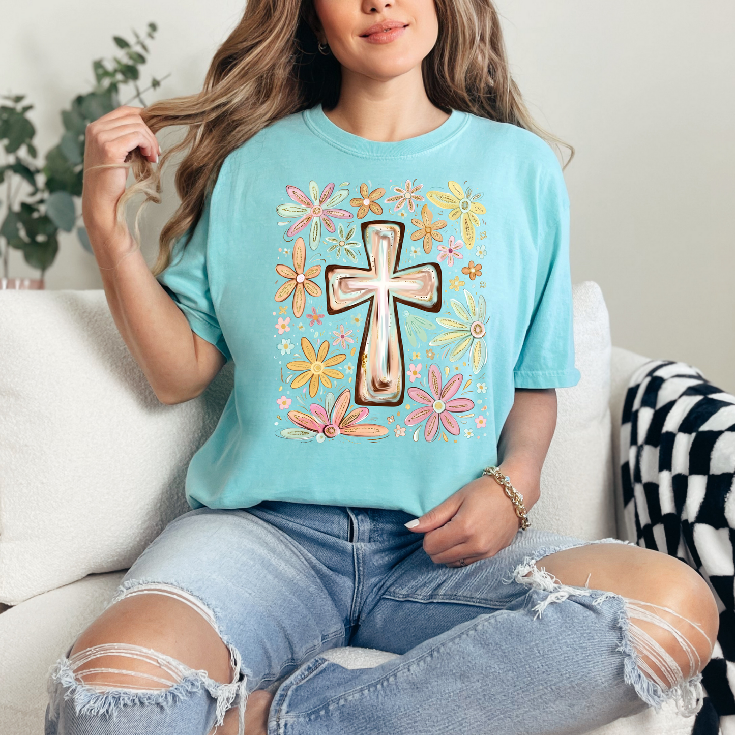 CC-Floral Painted Cross