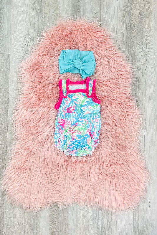 Hot Pink & Turquoise Bubble Romper