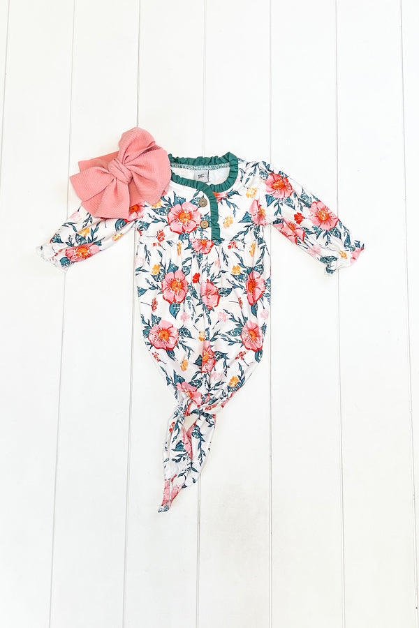 Jade & Orange Floral Gown