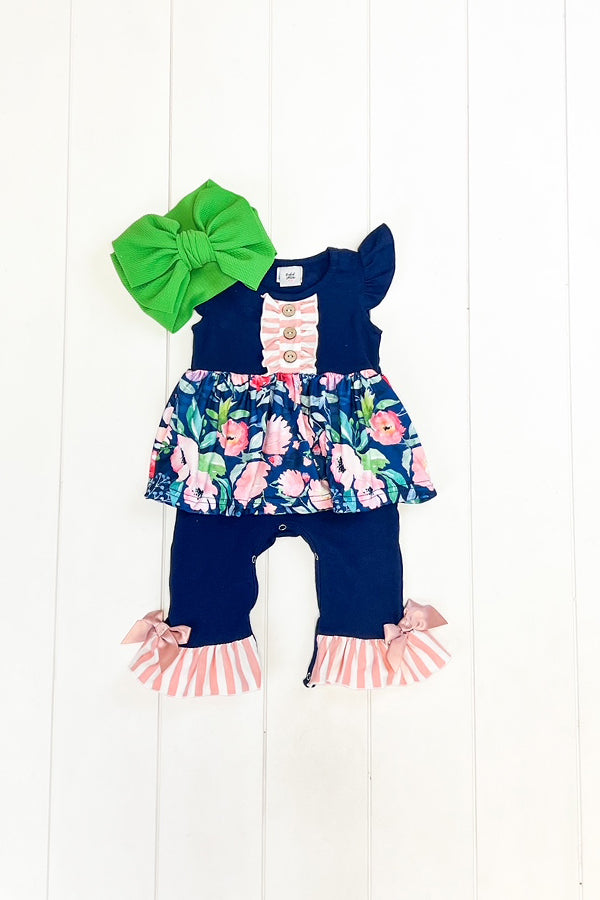 Navy Floral Romper
