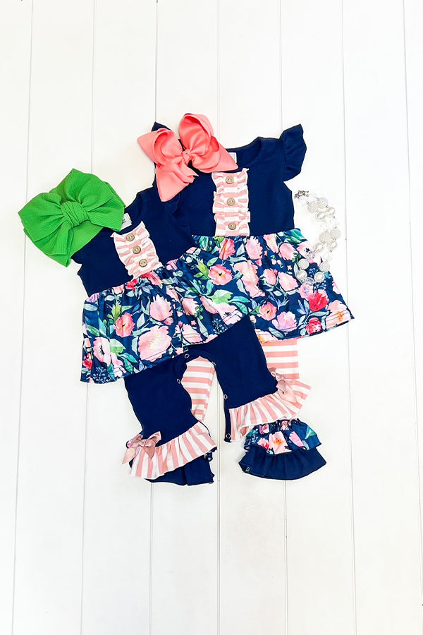 Navy Floral Romper