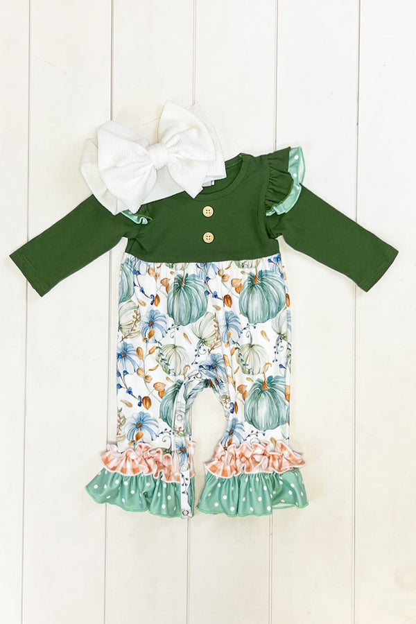 Hunter & Aqua Pumpkin Romper