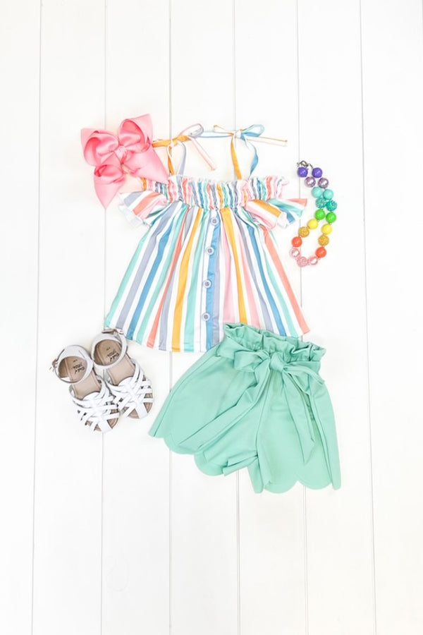 Pastel Stripe Short Set