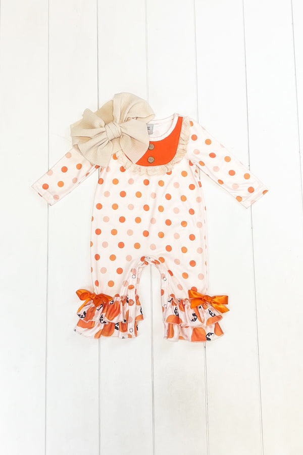 Polka Dot Pumpkin Romper