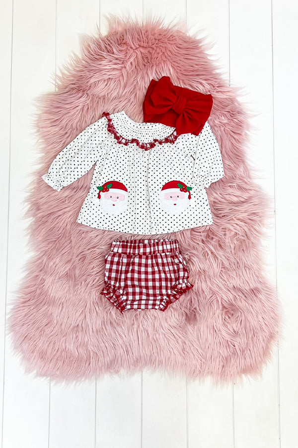 White & Red Polka Dot Santa Bummie Set