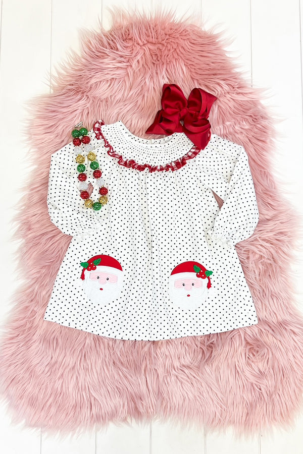 White & Red Polka Dot Santa Dress