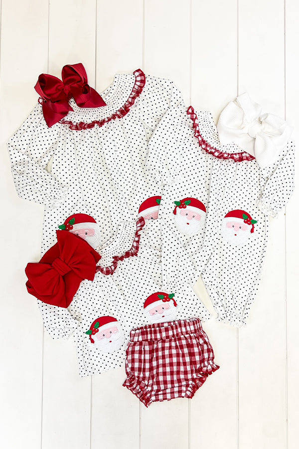 White & Red Polka Dot Santa Romper