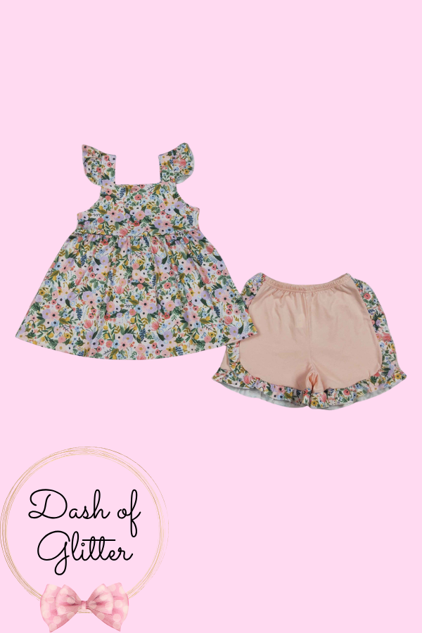 Peach Floral Short Set
