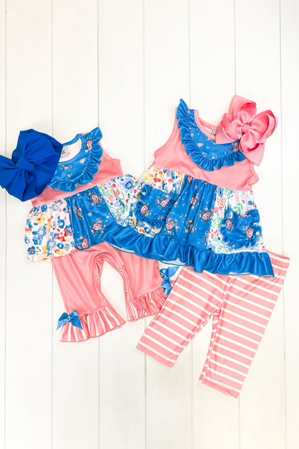 Pink & Blue Floral Romper