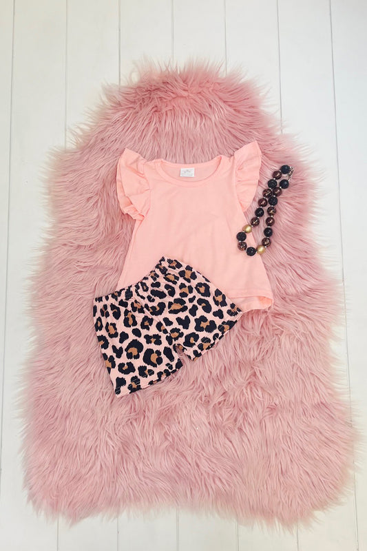 Pink Leopard Short Set