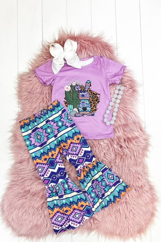 Purple Aztec Bunny Bell Pant Set